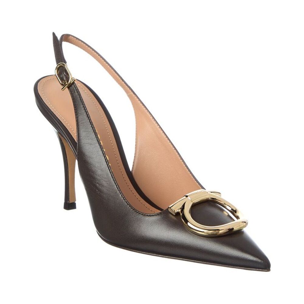 Ferragamo Sara Leather Slingback Pump, Brown